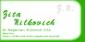 zita milkovich business card